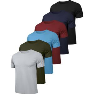 OYGSieg 6 Pack Workout Shirts for Men Short Sleeve Athletic Active Tops Quick Dry Crew Neck T Shirt for Running (L)