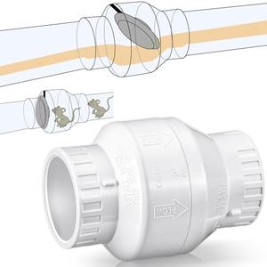 Geetery 2 Pcs 2 Inch PVC Slip Swing Check Valve No Spring Back Flow Preventer Valve White No Return Silent Backflow for Backflow Prevention, Reduces Water Hammer Noise