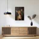 Retro Adorable Christmas Reindeer Canvas Wall Art Rudolph the Red Nose Reindeer Poster Dark Academia Aesthetic Whimsical Deer Print for Vintage Bedroom Living Room Decor Unframed12x18inch