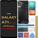 Screen Replacement LCD Display Touch Digitizer Assembly with Frame for Samsung Galaxy A71 SM-A715 A715F A715FD 6.7" (Black with Frame)