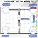 Monthly Planner 2026-2027(7.6'' x 10''), 18 Months Agenda Calendar Planner with Tabs & Pocket, Holidays, Note Pages, Time Management and Hit Your Goals, January 2026 - June 2027, 120GSM Thick Paper