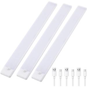 Wireless Under Cabinet Lighting 16 Inch 3 Pack, 2200mAh Magnetic Motion Sensor Light USB C Rechargeable Closet Lights, 3 Color Dimmable LED Night Light Stick on Under Counter Lights for Kitchen Stairs