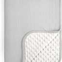 lulumoon Baby Blankets for Boys Newborn: Muslin & Minky Dotted Backing - Thermal Receiving Blanket for Stroller & Registry Gift 30"x40"Gray