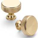 Asidrama 10 Pack Gold Knurled Dresser Drawer Cabinet Hardware Aluminum Knobs (Gold)