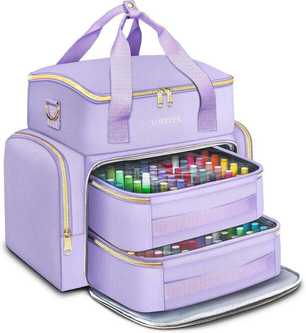 YOREPEK Extra Large Nail Polish Organizer Case Holds 96 to 100+ Bottles (15ml/ 0.5 fl.oz) UV lamp, Gel Polish Travel Case Bag with 2 Removable Pouches Fits Nail Suppiles, Gift for Manicurist, Purple