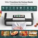 95kPa Vacuum Sealer Machine with AquaLock Technology, for Moist Seals, 2X Seal & 130W, Fully Automatic Food Sealer, Built-In Cutter, Bag Storage & Hose, Precision Sealing, 2 Bag Rolls,Stainless Steel