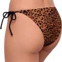 Sports Illustrated Women's Standard String Tie Side Bikini Bottom (Medium, Meow Factor)