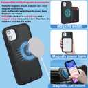 Case for iPhone 12 & iPhone 12 Pro Case Wallet magsaf Compatible 2 in 1 Detachable Magnetic with Card Holder Back Cards Slot Pu Leather Shockproof Stand Phone case for Women Men-Black