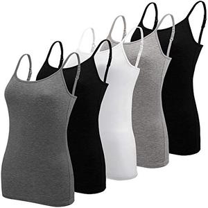 BQTQ 5 Pcs Women's Camisole Tank Top Undershirt Spaghetti Strap Basic Camisoles, XL
