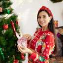 Christmas Headband for Women Xmas Tree Bow Knotted Hairband Red Rhinestone Crystal Jeweled Wide Top Knot Head Band for Christmas Holiday Hair Accessories Costume Party Decorations Outfits Gifts (1 Count (Pack of 1))