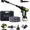 Portable Cordless Pressure Washer - 1200PSI Brushless Portable Pressure Washer Cordless Power Washer Battery Operated, 6-in-1 Nozzle, Adjustable Foam Cannon for Car & Garden (SC14, Green)