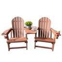 Adirondack Chairs Set of 2 Tool-Free Assembly,Removable Tabletop Tray,No Screws Needed,All-Weather HDPE Outdoor Patio Furniture Set with Cup Holders,Outdoor Lawn Chair for Patio Garden(Coffee Brown)