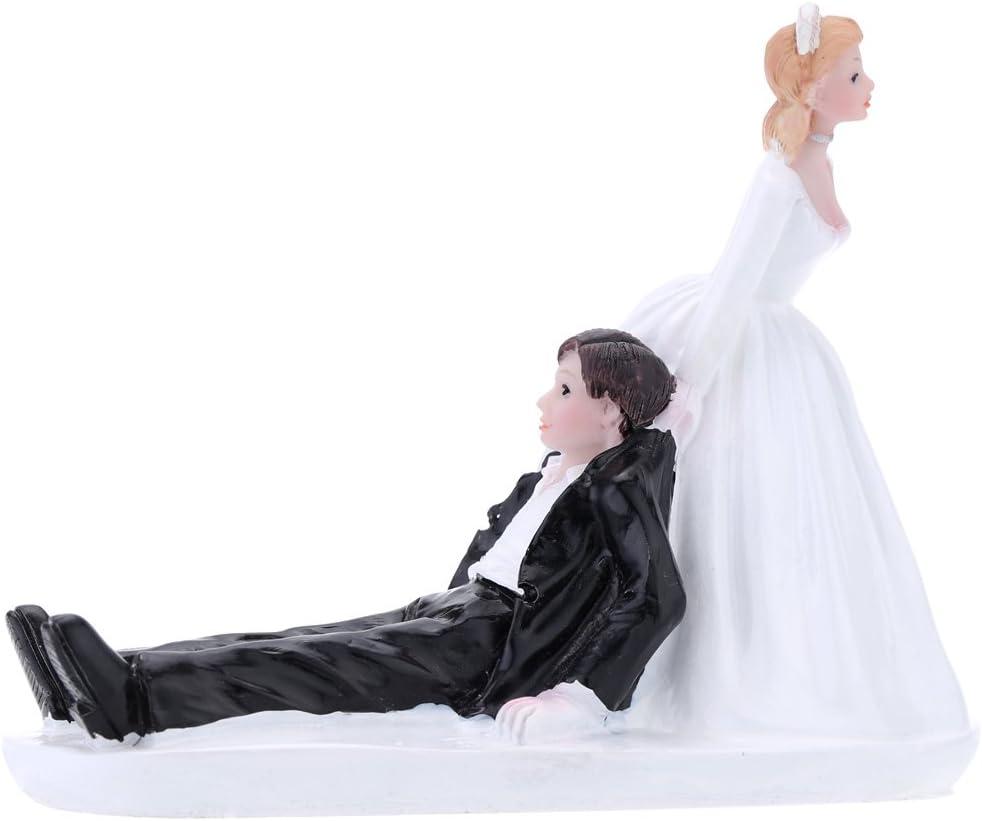 Anself Synthetic Resin Bride & Groom Wedding Cake Topper Romantic Wedding Party Decoration Adorable Figurine Craft Gift