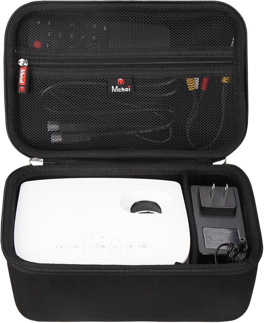 Mchoi Mini Projector Carrying Case Fits for ELEPHAS for NICPOW for KEJOG for TMY Bluetooth Portable Projector 4K 1080P Support, Storage Holder Organizer for Accessories, Case Only