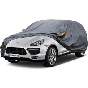Premium Car Cover Custom Fit Porsche Cayenne (2002-2025), 16 Layers Heavy Duty Car Cover Waterproof All Weather with Zipper Door for Sun Rain Snow Dust Uv Protection