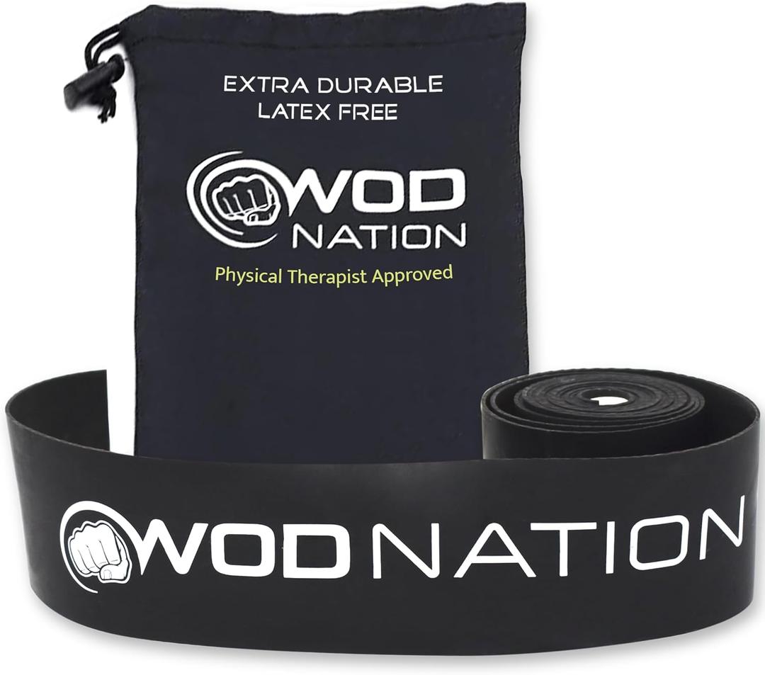 WOD Nation Muscle Floss Bands Recovery Band for Tack and Flossing Sore Muscles and Increasing Mobility : Stretch Band Includes Carrying Case (1 Pack-Heavy, Black)