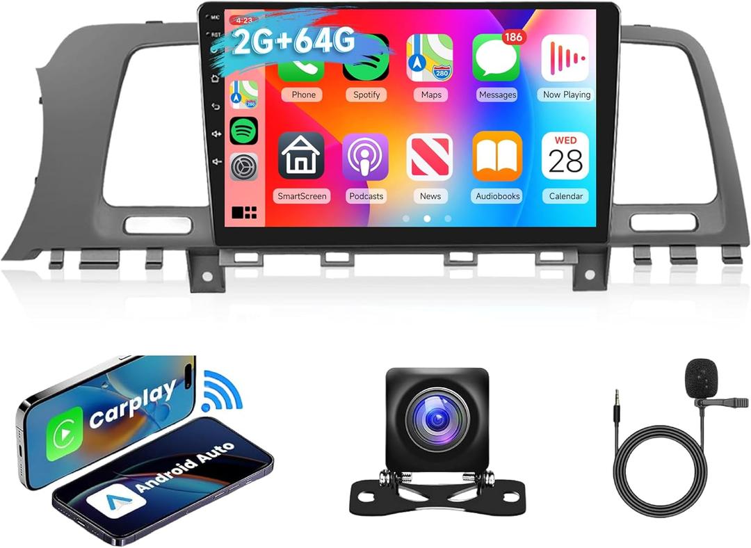 [2G+64G] Android Car Radio for Nissan Murano 2008-2014 (LHD) Car Stereo Carplay Wireless Android Auto, Hodozzy 9 inch Touch Screen with GPS/WiFi Bluetooth, FM RDS, Mirror Link, Backup Camera