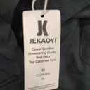 Jekaoyi Men's Summer Casual Cotton Linen Shirts Buttons Down Long Sleeve Solid Plain Beach T Shirts, Black, XS
