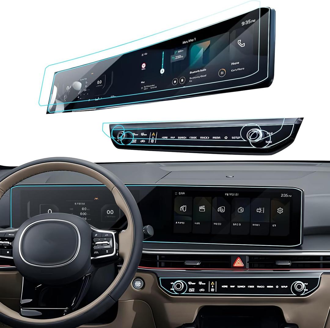4PCS Screen Protector for Kia Sorento 2024 2025 LX/S/EX/X-Line/SX/Prestige/X-Pro SX Prestige Accessories Dual Panoramic Displays&Air Conditioner Nano Screen Protector 12.3''