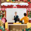 3 Pcs 157" Large Christmas Classroom Door Decorations Christmas Candy Shop Party Porch Banner Front Door Cover Xmas Background for Office Decorations Photo Background