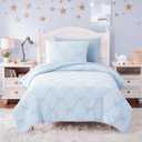 Twin Comforter Set with Sheets for Girls-5 Pieces Twin Bedding Sets with Light Blue Comforter, Sheets, Pillowcase & Sham for Kids (Light Blue Diamond, 66" X 86")