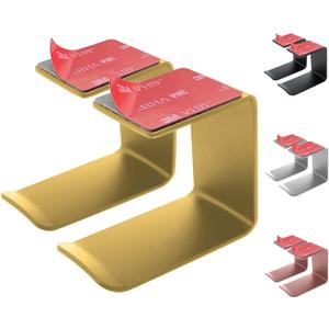 Aluminum Under-Desk Headphone Hook 2 Pack, with Strong Adhesive VHB Tape, Holds 5 lbs (Gold)