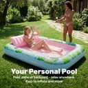 SLOOSH Inflatable Tanning Pool Lounger Float, 85" x 57" Extra Large Pool Floats Adult with Pillow, 4 in 1 Suntan Tub Raft Floatie,Sunbathing Bed Lounge for Water Blow Up Ball Pit, XL-Cyan Pink
