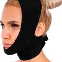 invera Chin Compression Garment After Liposuction Surgery, Neck Cover Strap Bandage (Large (Pack of 1), Black)