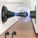 Door Stoppers for Bottom of Door Catch, Door Stop Magnetic Door Stopper for Wall Floor Mount Heavy Huty Magnet Holder Security, No Drill Strong Adhesive & Screws Keep Doors Open Accessories 2 Pack (Black)