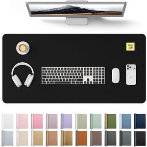 YSAGi Large Extended PU Leather Desk Pad Protector – Non-Slip Waterproof Desk Mat for Office & Home, Easy Clean Mouse Pad & Laptop Writing Blotter 35.4"x17" Black