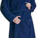 Women's Shawl Collar Bathrobe, Soft Long Towel Robes for Women - Super Absorbent Quick Dry yet Warm (XX-Large-3X-Large, Navy)