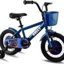 RULLY Dinosaur Kids Bike for Ages 2-7 Years Old Boys, BMX Style Kid's Bikes with Training Wheels, Children Bicycle for Kids and Toddler, s (Blue)