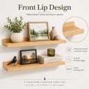 Floating Shelves for Wall, Solid Rubberwood & Pine Picture Ledge with Front Lip, Wall Mounted Shelves, Easy Installation (2pc Solid rubberwood, 23.6" L x 4.7" W x 1.7" H)
