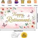 Blush Pink Floral Retirement Banner Watercolor Floral Gold Dots Photography Backdrop Elegant Women Happy Retirement Party Decorations Photo Booth Props (6x3.6ft)
