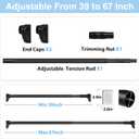 AIZESI No Drilling Closet Rod,39 to 67 Inch Closet Rods for Hanging Clothes Adjustable Closet Rod Tension Rod Heavy Duty Closet Rod for Closet,Wardrobes,Laundry RV,Bathroom, Window,Black