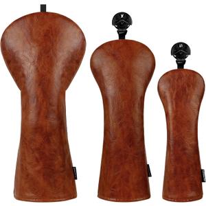 Craftsman Golf Premium Leather Brown Blade Mallet Putter Cover Driver Fairway Wood Headcover Cover Magnetic Closure