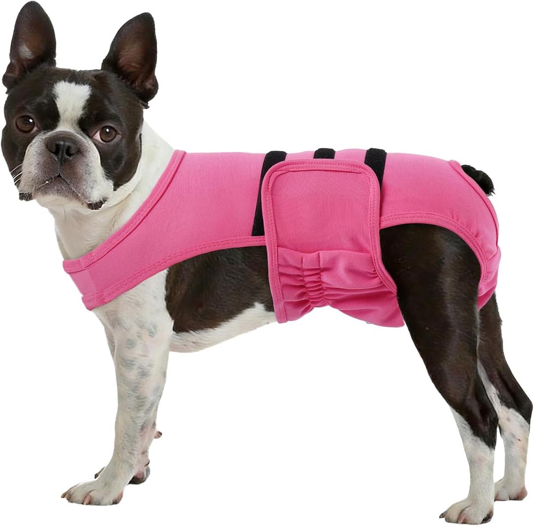 Lelepet Dog Diapers Female Washable, Reusable Puppy Doggie Pet Panties for Dogs in Heat, Adjustable Dog Diapers with Suspenders for Dogs in Heat, Period, Incontinence, Pink Small