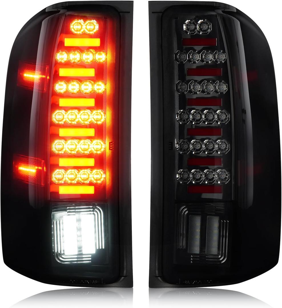 LED Tail Light for Chevy Silverado 1500 2007-2013, Silverado 2500 HD 3500 2007-2014, GMC Sierra 3500 HD 2008-2014, Sierra Denali 3500 2011-2014, Rear Taillight Assembly for 3157 Bulb