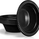 30 Pack 12 oz Black Disposable Plastic Bowls Dessert, Ice Cream, Salad, Soup Serving Cups for Party, Picnic, Food Snacks (Black)