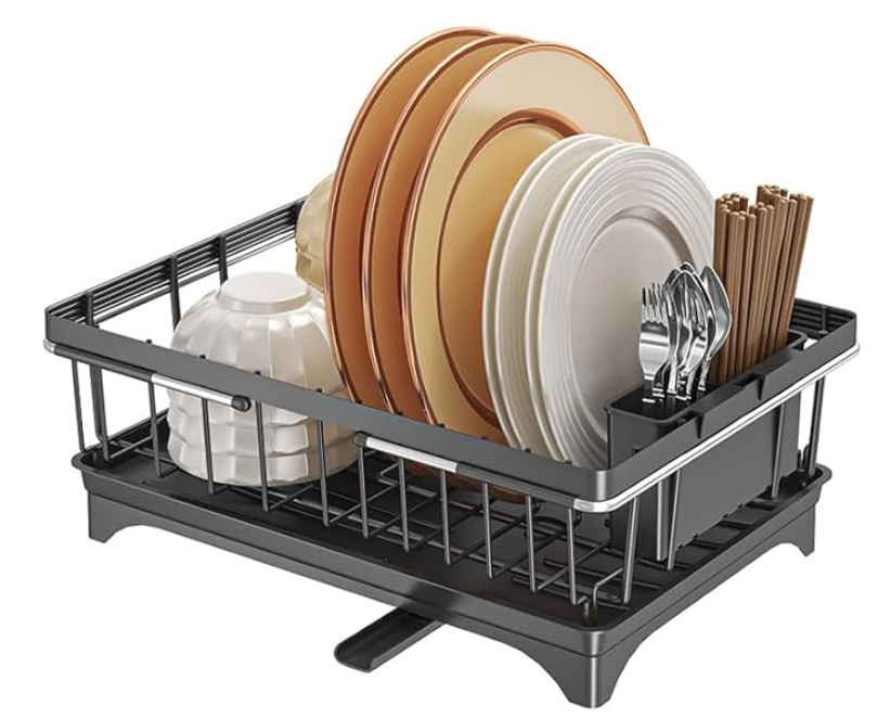 Dish Drying Rack with Detachable Drainboard – Expandable Over Sink Dish Rack, Dish Dryer Rack for Inside Sink,Countertop Dish Drainer with Utensil Holder