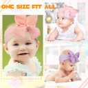 Hoteam 50 Pcs Baby Girls Large Bows Headbands 6.3 Inch Soft Wide Turban Baby Headbands Elastic Nylon Hairbands Hair Accessories for Infants Newborns Infants Toddlers Kids