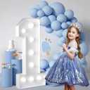 3FT/36 Inch Marquee Light up Numbers with White Lights,White Marquee Number 0-9 for Birthday Party Large Mosaic Frame Letter Cardboard Pre-Cut Foam Board Sign DIY Decorations Anniversary(1)