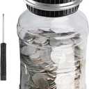 QPEY Coin Counter Piggy Bank, Coin Jar for Adults, Digital Counting Money Jar, 1.8L Capacity Coin Counter Machine with LCD Counter, Change Jars for Saving (Silver) (Sliver)