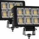 12V LED Flood Light 6 Inch,2pcs 20000LM Waterproof LED Tractor Work Lights for Truck Heavy-Duty Equipment Offroad Boat Farm Engineer