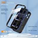 Magnetic for iPhone 17 Pro Max Case 2 x Screen Protector Compatible with MagSafe Translucent Matte Military Grade 17 FT Drop Shockproof Full Camera Protection 360 Spin Stand Phone Cover Black