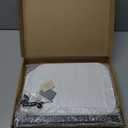 DAVIDOK C-Shaped Sofa End Table, Adjustable Height Couch Side Table with Device Slot, White Color with Black Metal Stand, Couch Table for Living Room, Bedroom