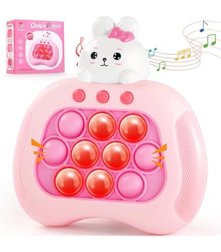 Easter Basket Essentials Stuffers, Pop Quick Push Game Easter Toy, Fast Push Game Fidget Toys for Kids, Handheld Puzzle Game Sensory Toys, Light Up Pop Game Gifts for Boys Girls (Cute Bunny)