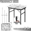 Outdoor Side Table, Portable 3 Adjustable Height Small Outdoor Folding Table, Aluminum Foldable Patio Side Tables for Outside Indoor, Plant Stand Coffee End Table for Pool, Porch,Garden, Balcony, Toile De Jouy