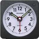 Peakeep Ultra Small, Battery Travel Alarm Clock with Snooze and Light, Silent with No Ticking Analog Quartz (Black)