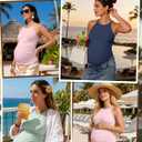 3 Pack Women's Maternity Tank Tops Halter Camisole Cotton Blend Side Ruched Sleeveless Summer Tops for Pregnancy (M)